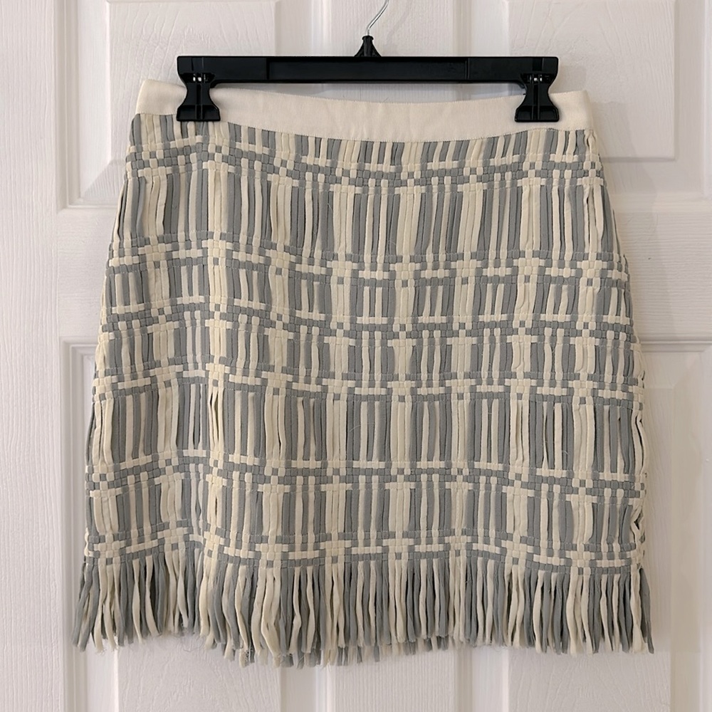 Jonathan Simkhai Dusty blue and cream mini skirt